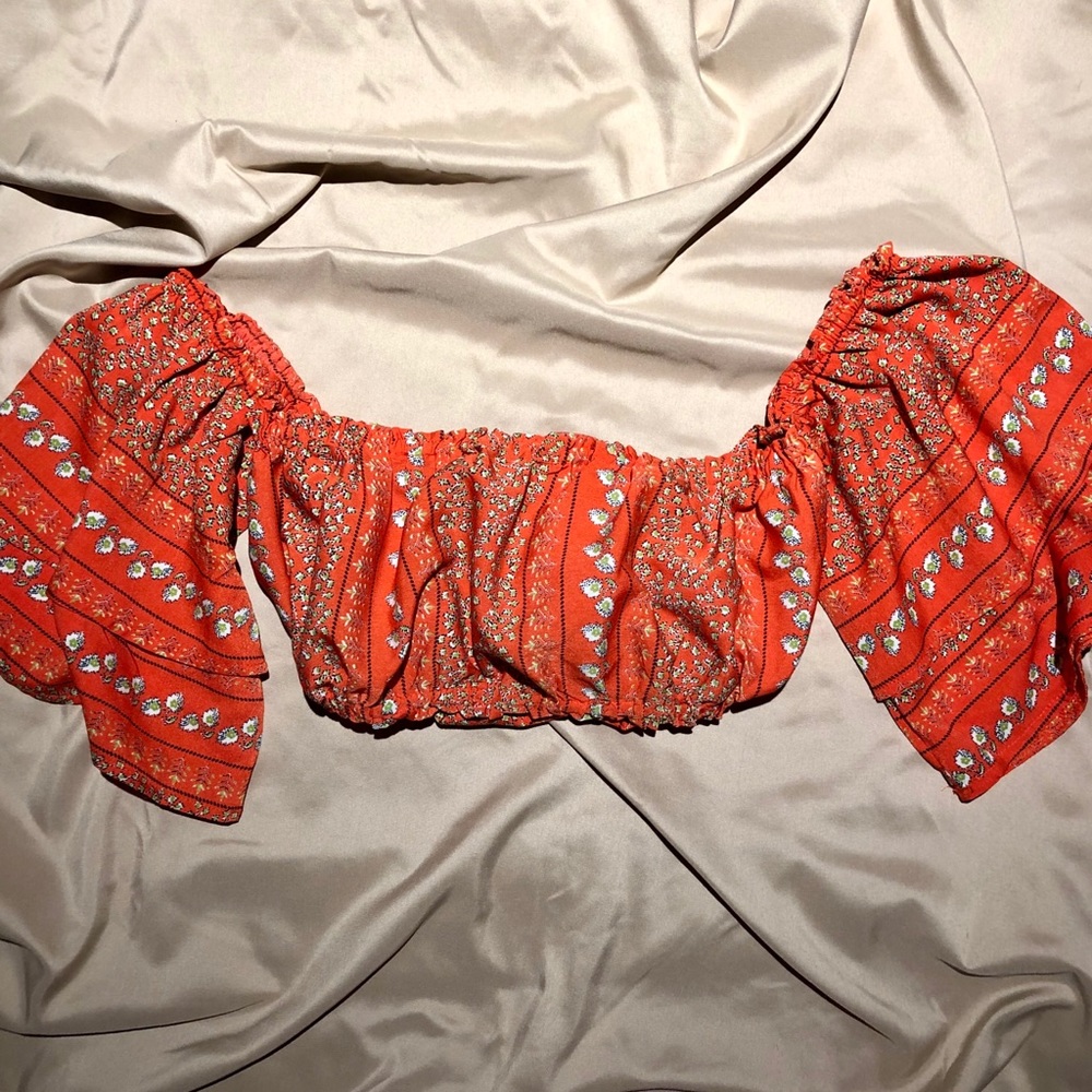 Off-Shoulder Crop Top with Tie